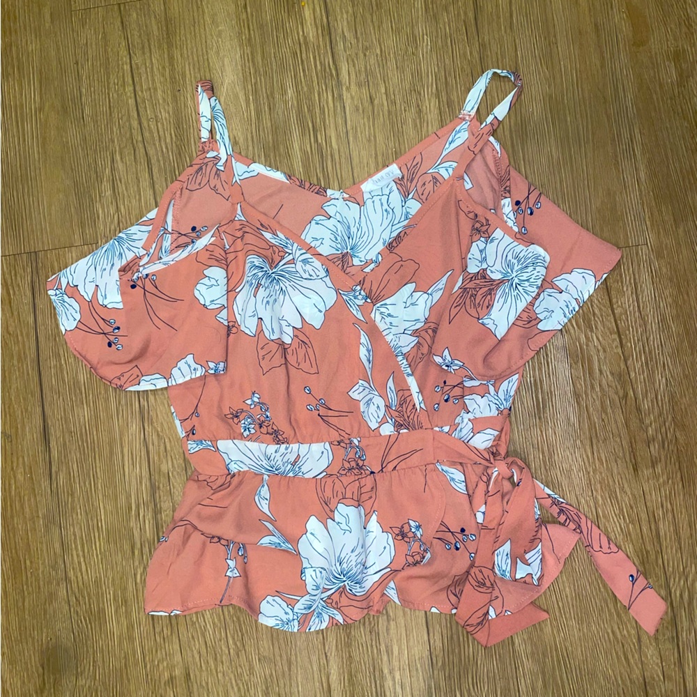 Salmon floral blouse